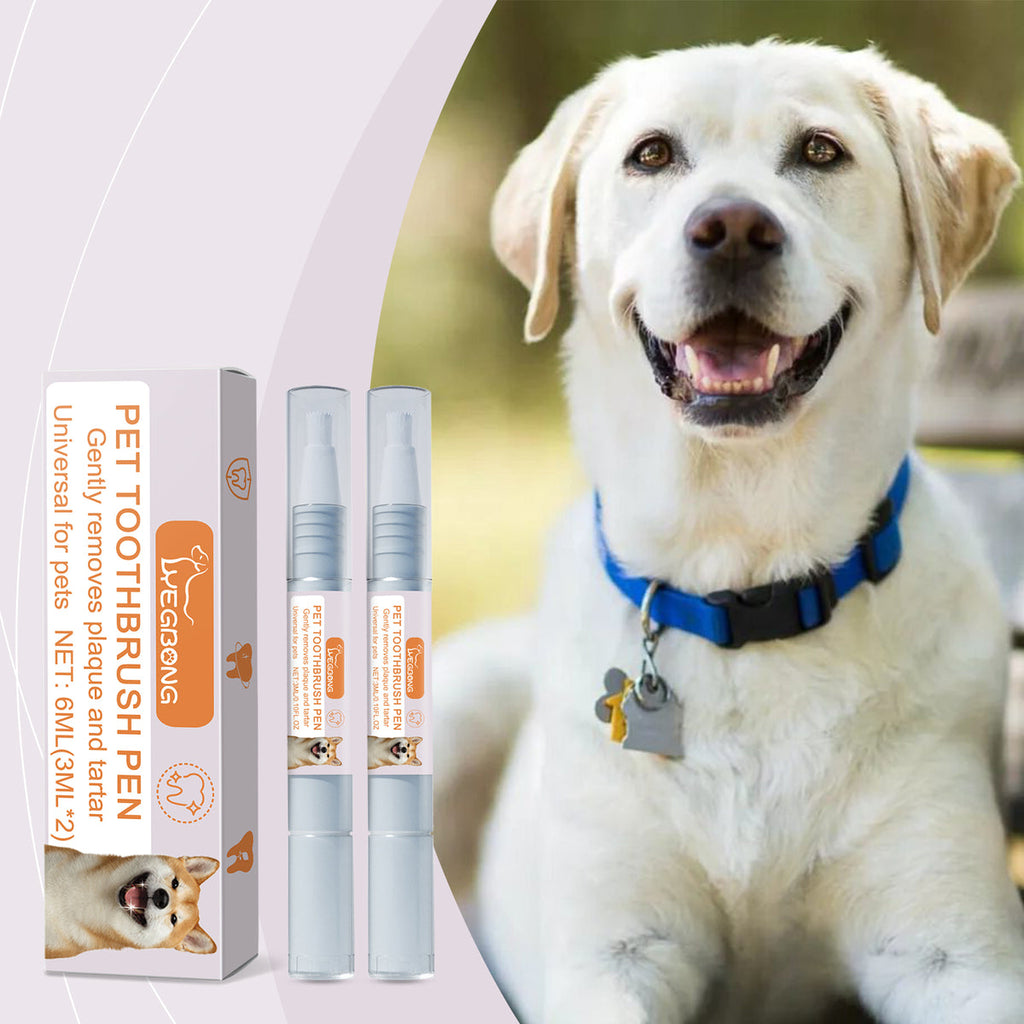 Pet dental cleaning pen 2-pack — soft brush tip for dogs and cats home care