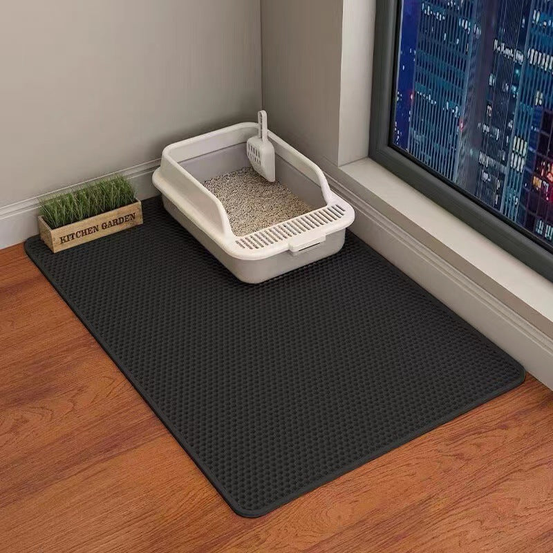Double-Layer Cat Litter Mat — Beige 40×50 (Litter Tracking)