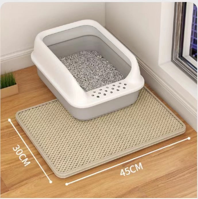 Double-Layer Cat Litter Mat — Beige 40×50 (Litter Tracking)
