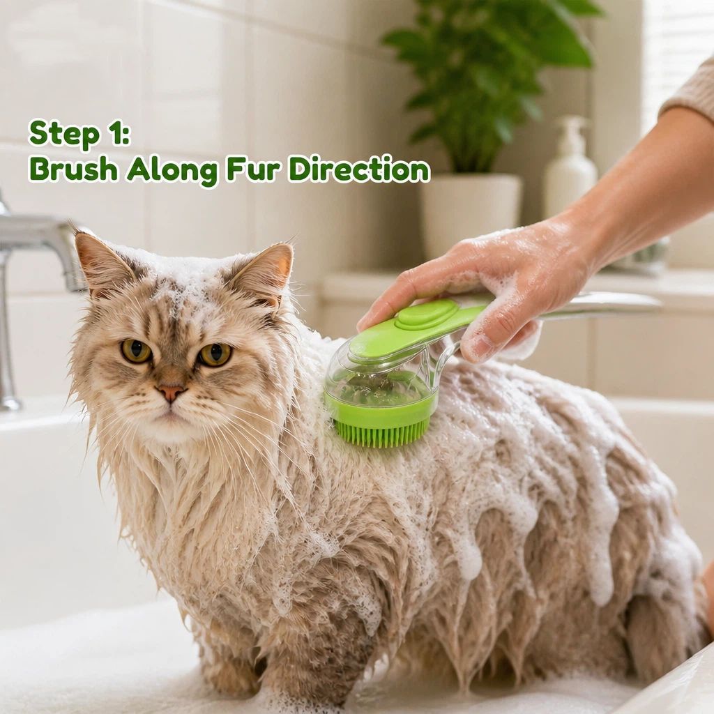 Soft silicone pet shower brush handheld — gentle bath and massage