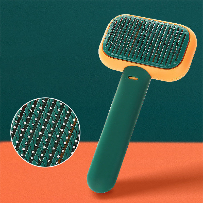 Pink stainless steel pet grooming comb product view