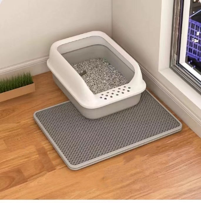 Double-Layer Cat Litter Mat — Beige 40×50 (Litter Tracking)