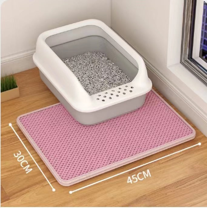 Double-Layer Cat Litter Mat — Beige 40×50 (Litter Tracking)