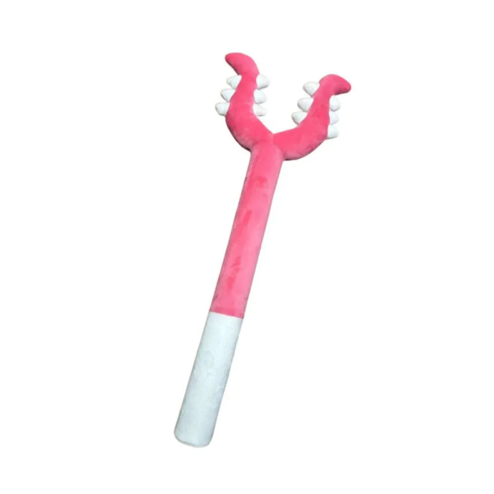 plush crusade stick cat toy — pink soft wand on white background