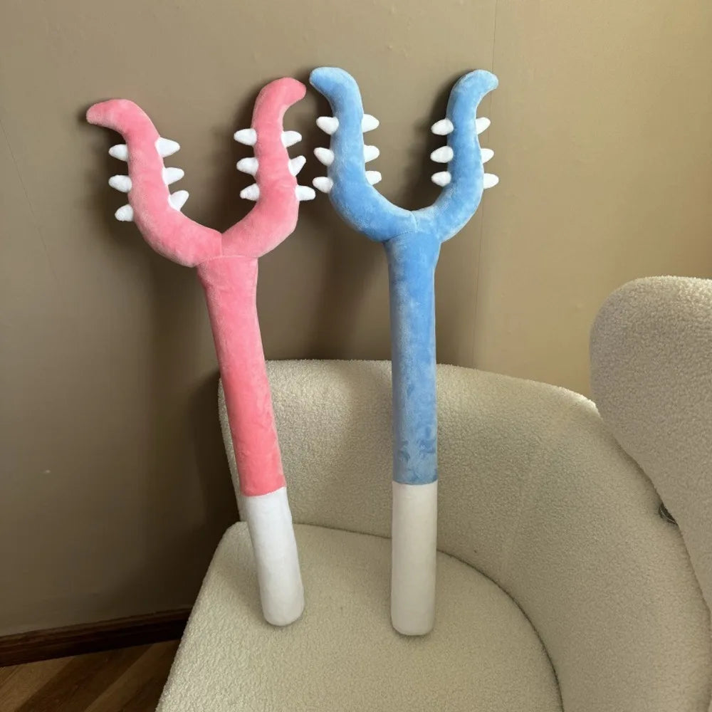 plush crusade stick cat toy — pink and blue color options