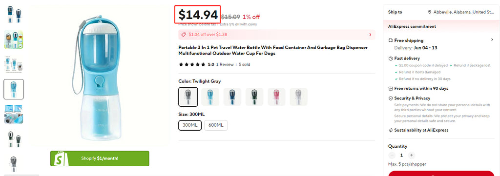 Portable 3-in-1 Pet Travel Cup – Water, Food & Poop Bag Holder