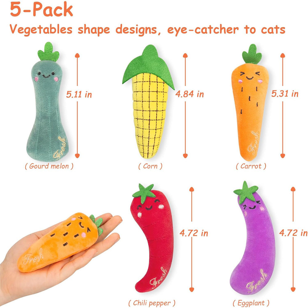 Plush vegetable catnip kick toys set for indoor cats