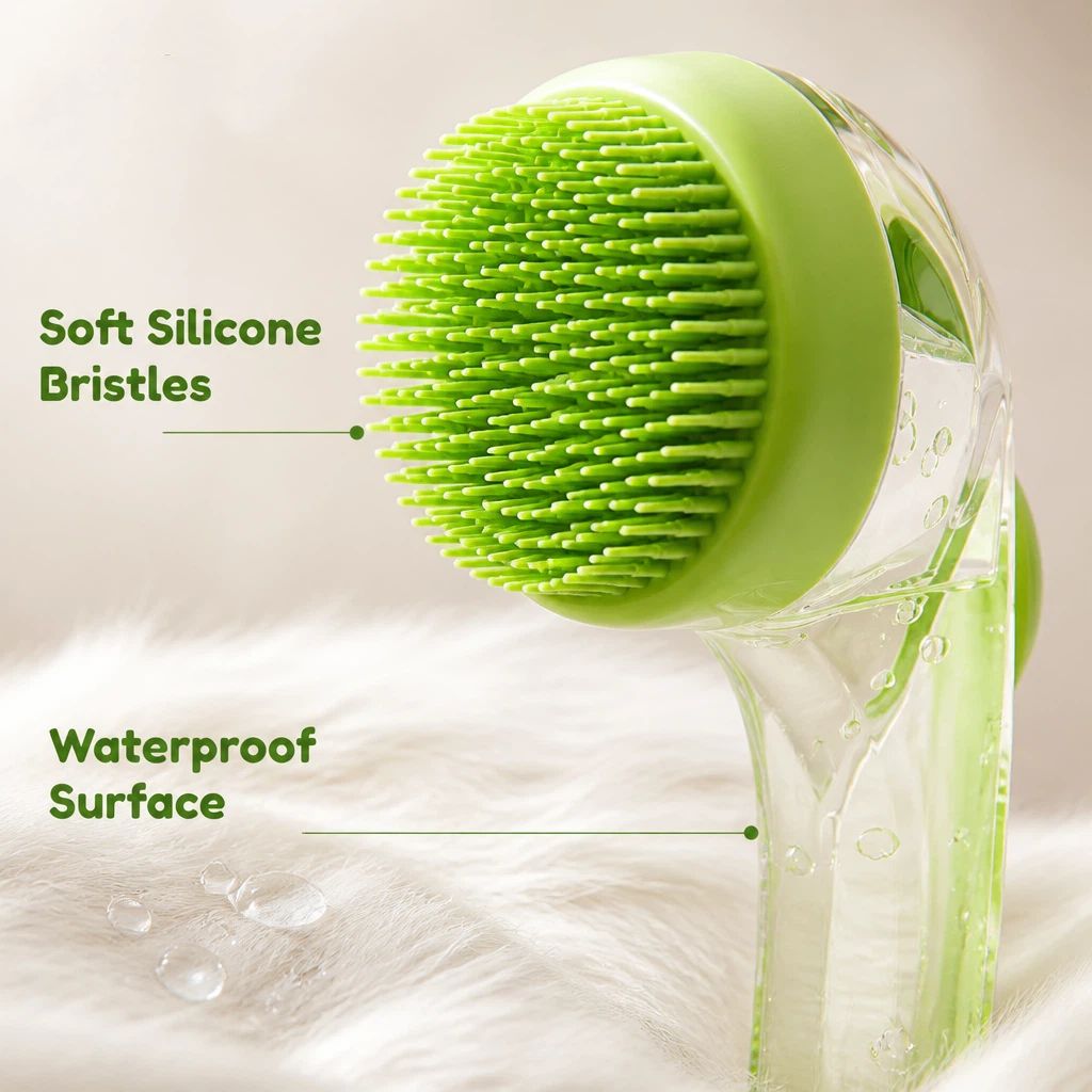 Pet bath brush set US warehouse listing — long short silicone pair