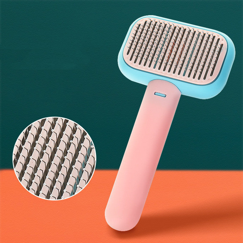Pink stainless steel pet grooming comb 1PCS for cats and dogs — detangling