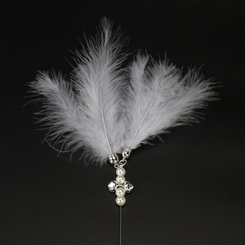 Fairy feather cat teaser wand with bell for indoor cats