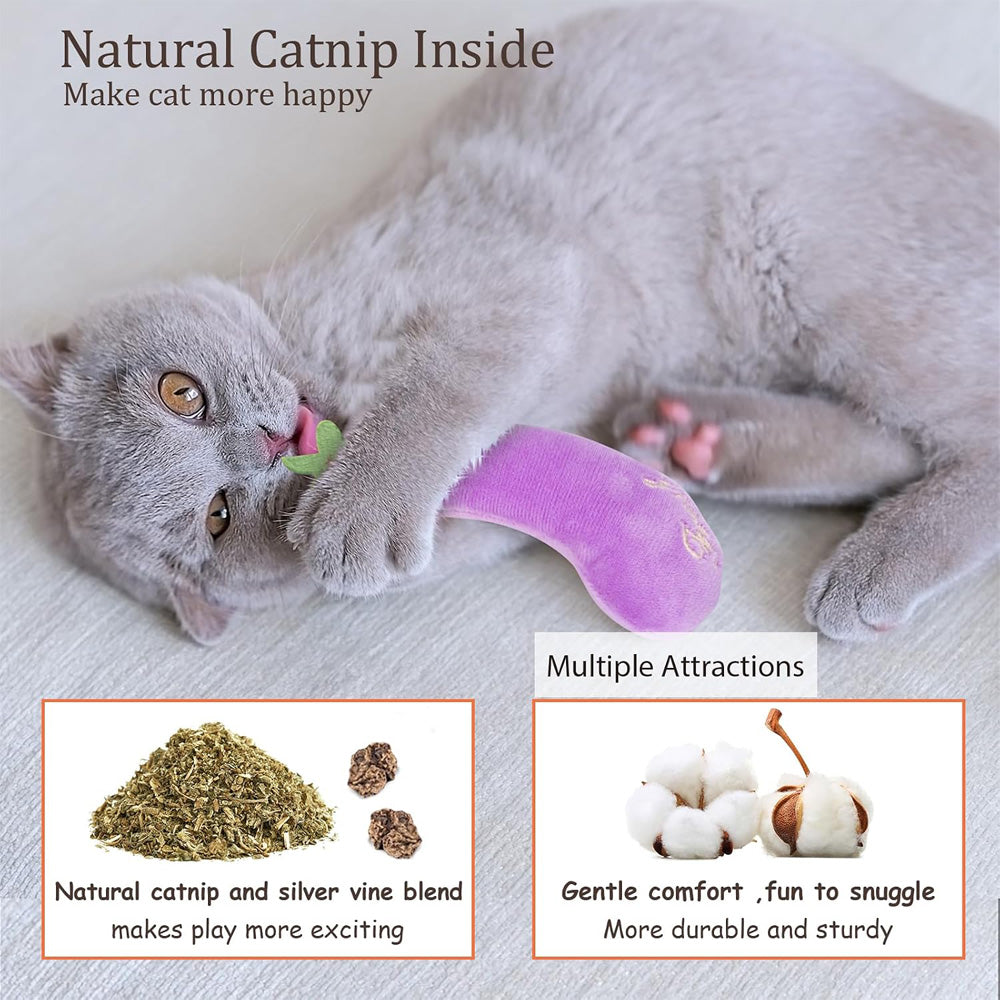 Catnip-filled plush kick toys for batting and solo play — Petova 5 pack